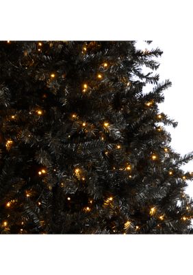 10 Foot Black Artificial Christmas Tree with 950 Clear LED Lights and 3056 Tips