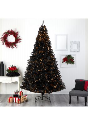 10 Foot Black Artificial Christmas Tree with 950 Clear LED Lights and 3056 Tips