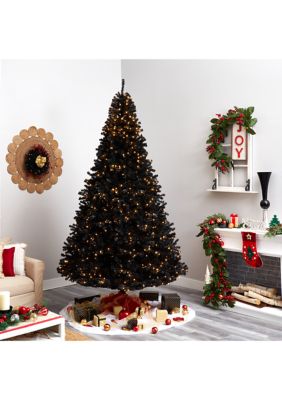 10 Foot Black Artificial Christmas Tree with 950 Clear LED Lights and 3056 Tips