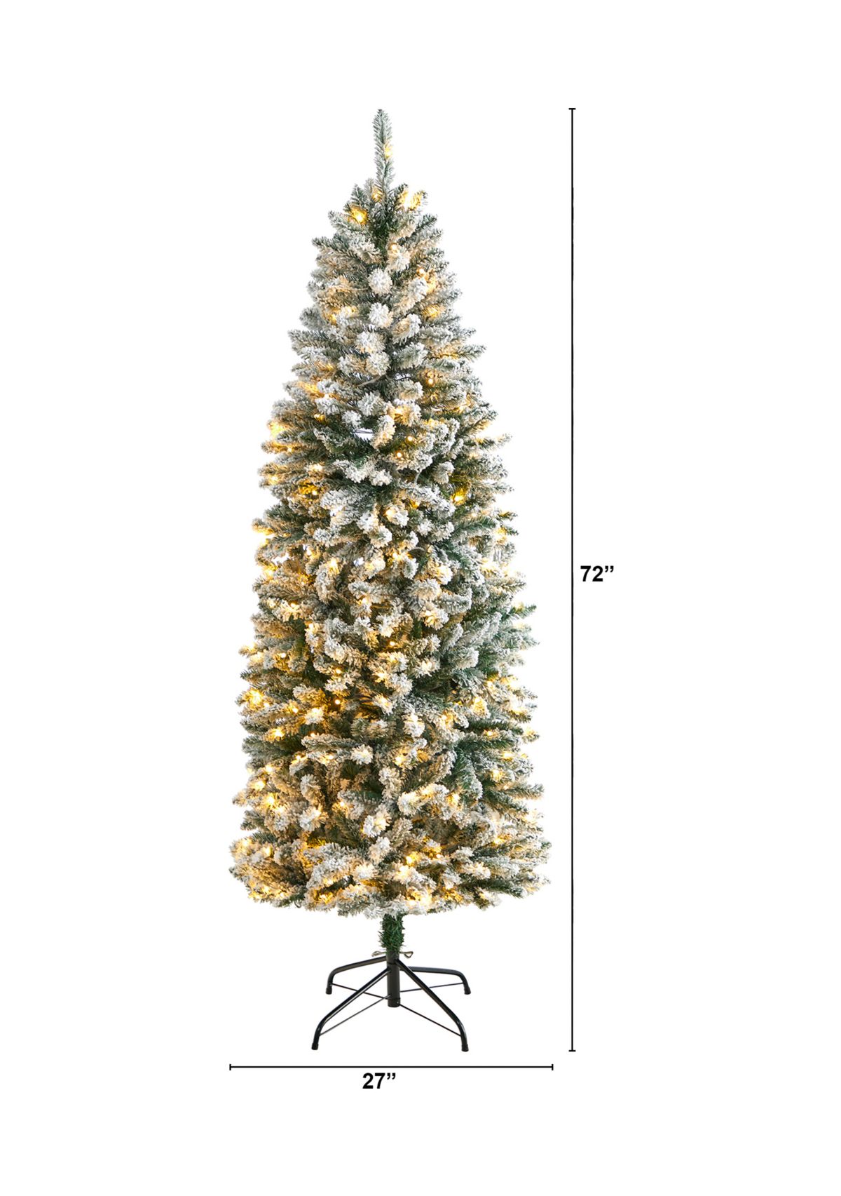 6 Slim Flocked Montreal Fir Artificial Christmas Tree with 250 Warm White LED Lights and 743 Bendable Branches