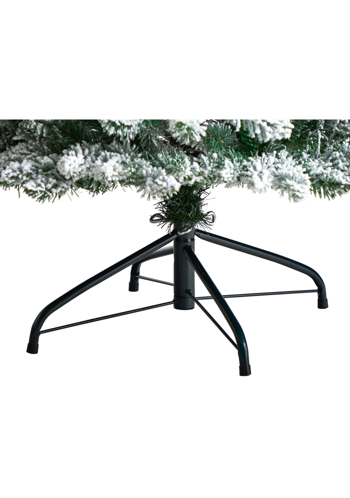 7 Foot Slim Flocked Montreal Fir Artificial Christmas Tree with 300 Warm White LED Lights and 995 Bendable Branches