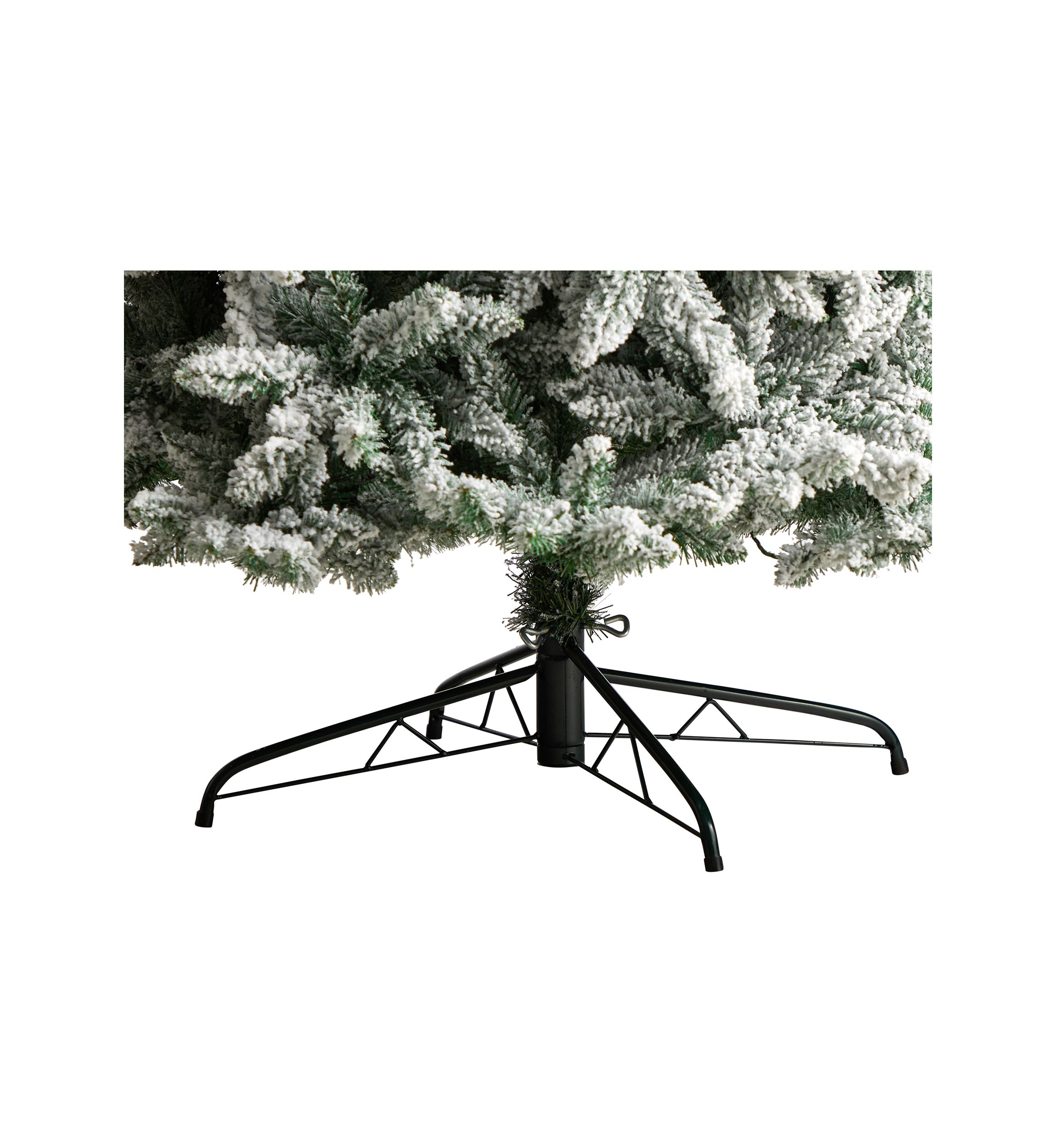 10 Foot Slim Flocked Montreal Fir Artificial Christmas Tree with 800 Warm White LED Lights and 2420 Bendable Branches