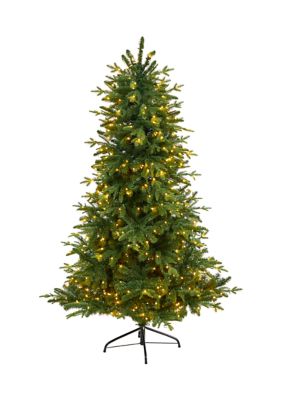 Nearly Natural 6-Foot Montreal Spruce Artificial Christmas Tree with 450 Warm White LED Lights and 1029 Bendable Branches -  7601559T3321