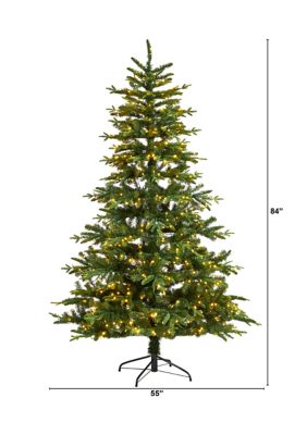 7-Foot Montreal Spruce Artificial Christmas Tree with 650 Warm White LED Lights and 1575 Bendable Branches