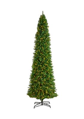 Nearly Natural 12 Foot Slim Green Mountain Pine Artificial Christmas Tree with 1100 Clear LED Lights and 3235 Tips