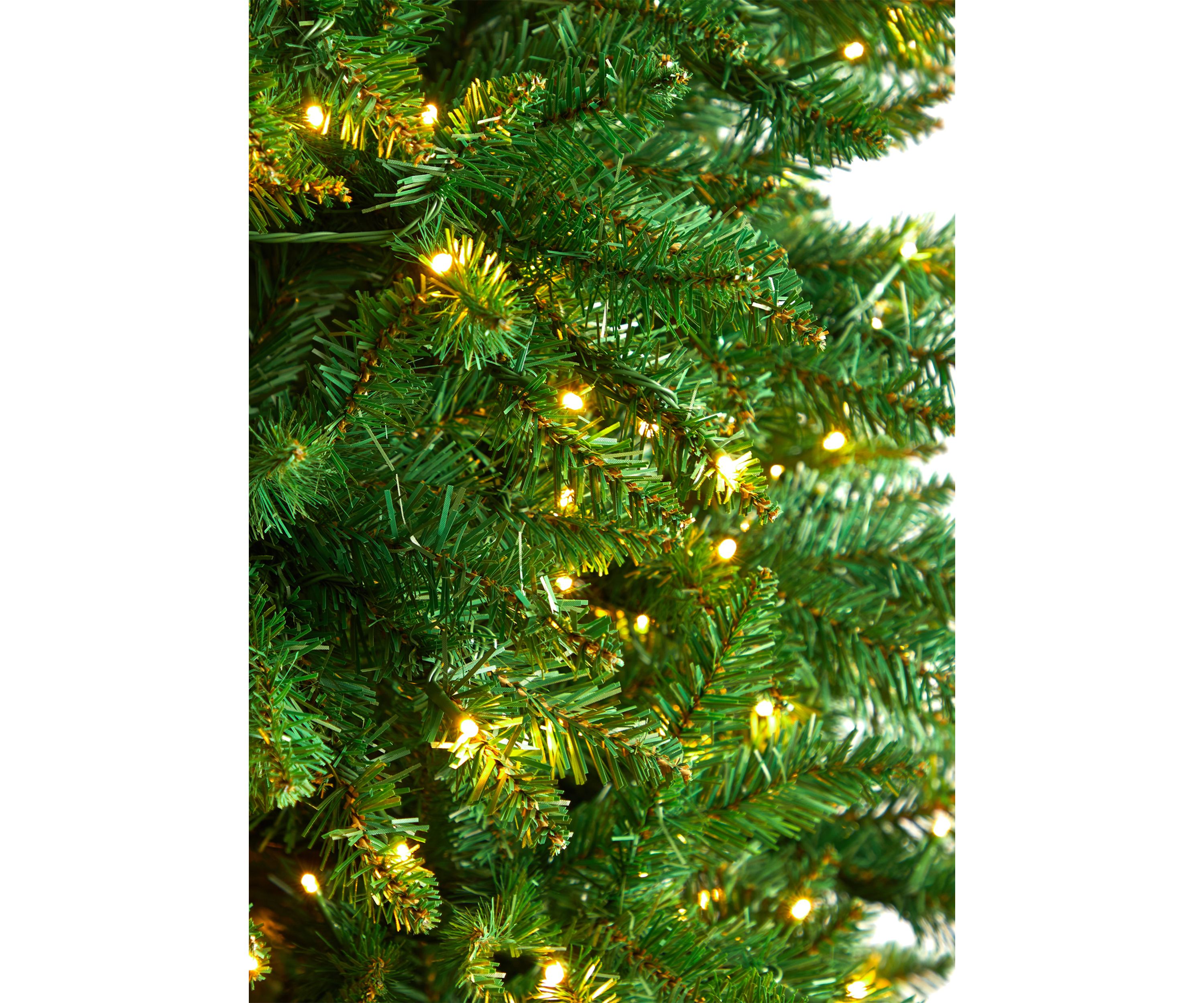 12 Foot Slim Green Mountain Pine Artificial Christmas Tree with 1100 Clear LED Lights and 3235 Tips