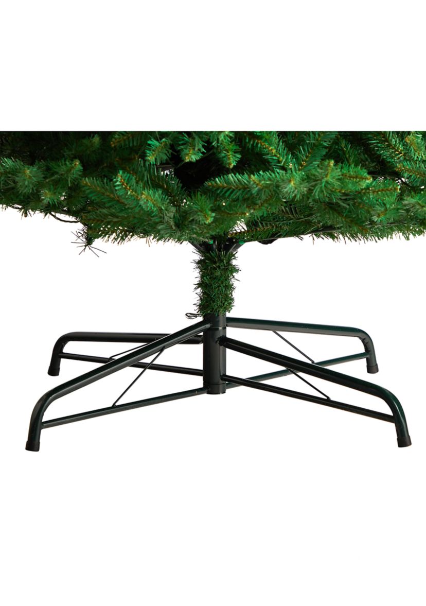 12 Foot Slim Green Mountain Pine Artificial Christmas Tree with 1100 Clear LED Lights and 3235 Tips