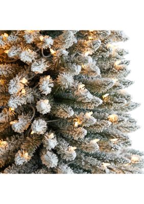 11-Foot Flocked Pencil Artificial Christmas Tree with 850 Clear Lights and 1435 Bendable Branches