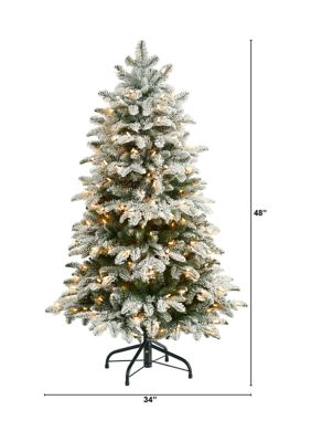 Foot Flocked North Carolina Fir Artificial Christmas Tree with Warm White Lights and Bendable Branches