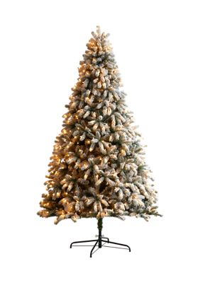 Nearly Natural 9-Foot Flocked South Carolina Spruce Artificial Christmas Tree With 850 Clear Lights And 2329 Bendable Branches, Green, 9 Feet -  0192897368209