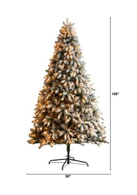 9-Foot Flocked South Carolina Spruce Artificial Christmas Tree with 850 Clear Lights and 2329 Bendable Branches