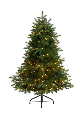 Nearly Natural 4-Foot South Carolina Spruce Artificial Christmas Tree with 200 White Warm Lights and 848 Bendable Branches