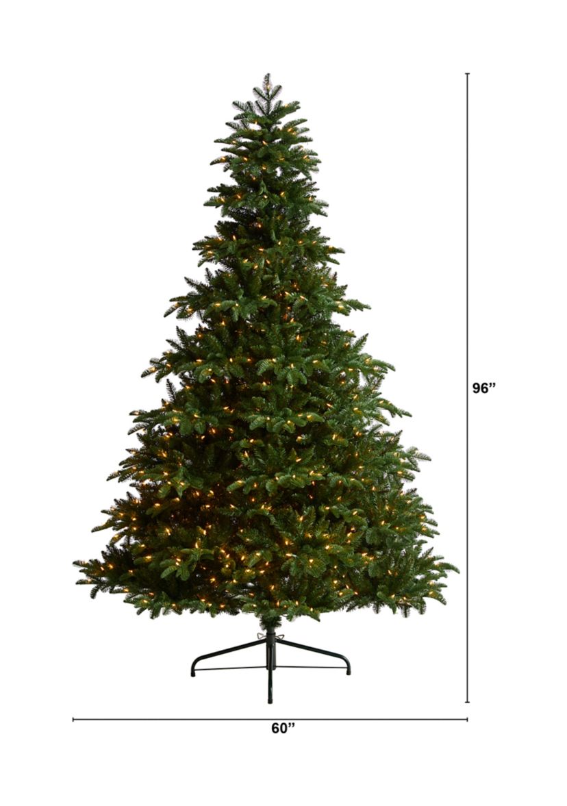 8 Foot South Carolina Spruce Artificial Christmas Tree with 700 White Warm Lights and 3412 Bendable Branches