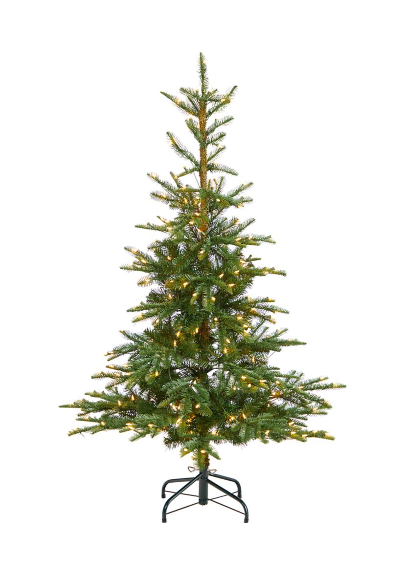 5-Foot Layered Washington Spruce Artificial Christmas Tree with 200 Clear Lights and 385 Bendable Branches