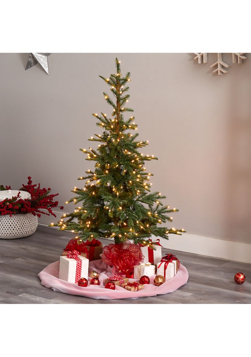 5-Foot Layered Washington Spruce Artificial Christmas Tree with 200 Clear Lights and 385 Bendable Branches