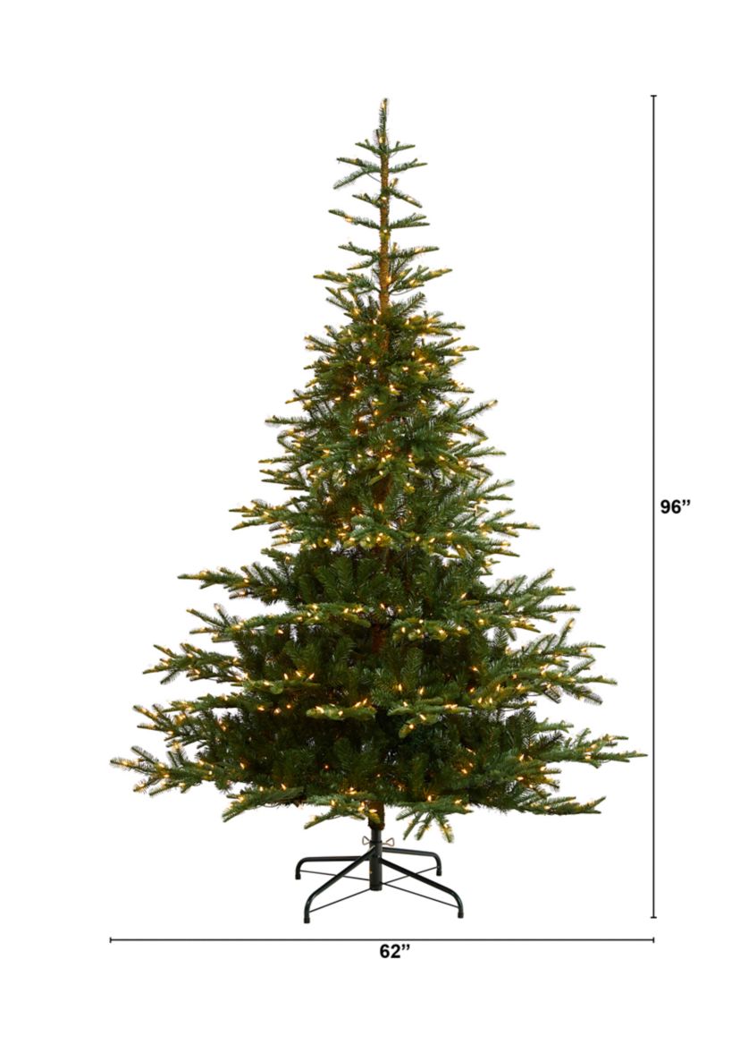 8-Foot Layered Washington Spruce Artificial Christmas Tree with 650 Clear Lights and 1561 Bendable Branches