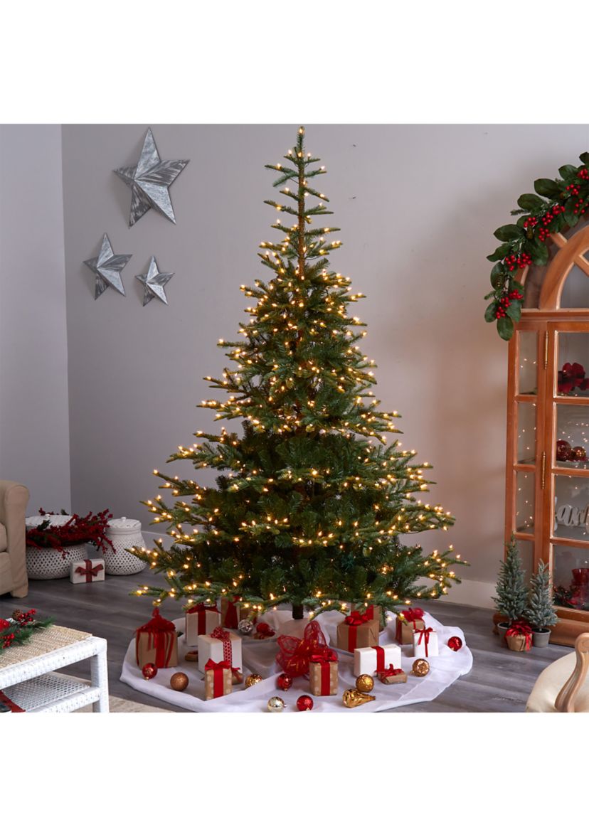 8-Foot Layered Washington Spruce Artificial Christmas Tree with 650 Clear Lights and 1561 Bendable Branches