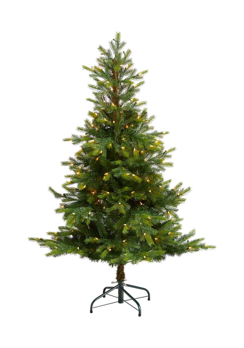 5-Foot North Carolina Spruce Artificial Christmas Tree with 200 Clear Lights and 375 Bendable Branches