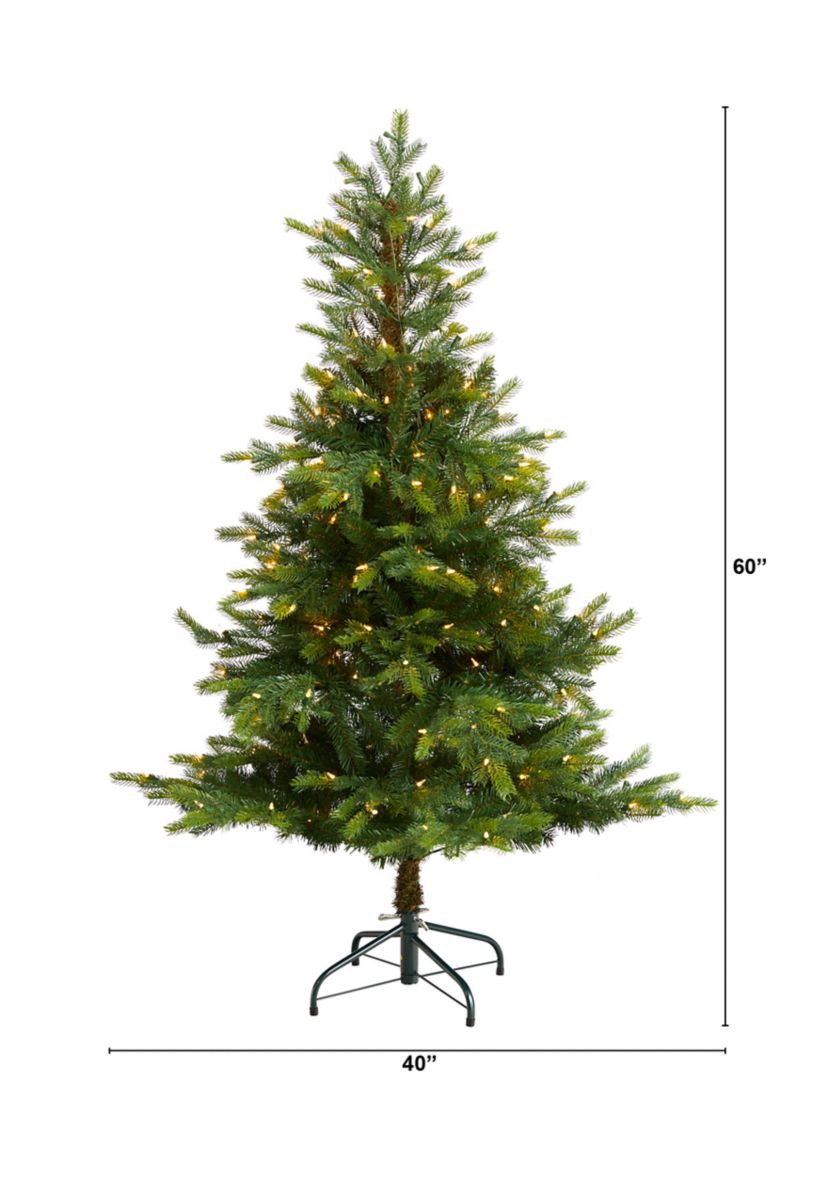 5-Foot North Carolina Spruce Artificial Christmas Tree with 200 Clear Lights and 375 Bendable Branches
