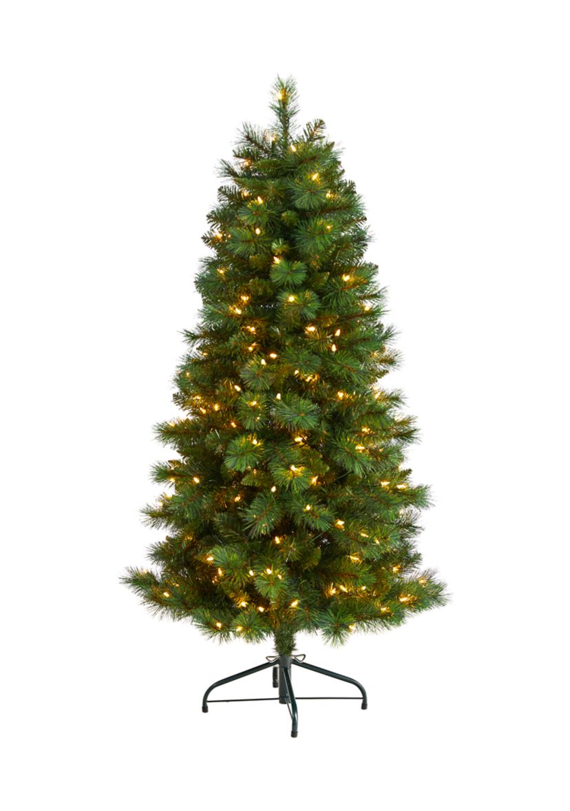 5-Foot Slim West Virginia Mountain Pine Artificial Christmas Tree with 200 Clear Lights and 467 Bendable Branches