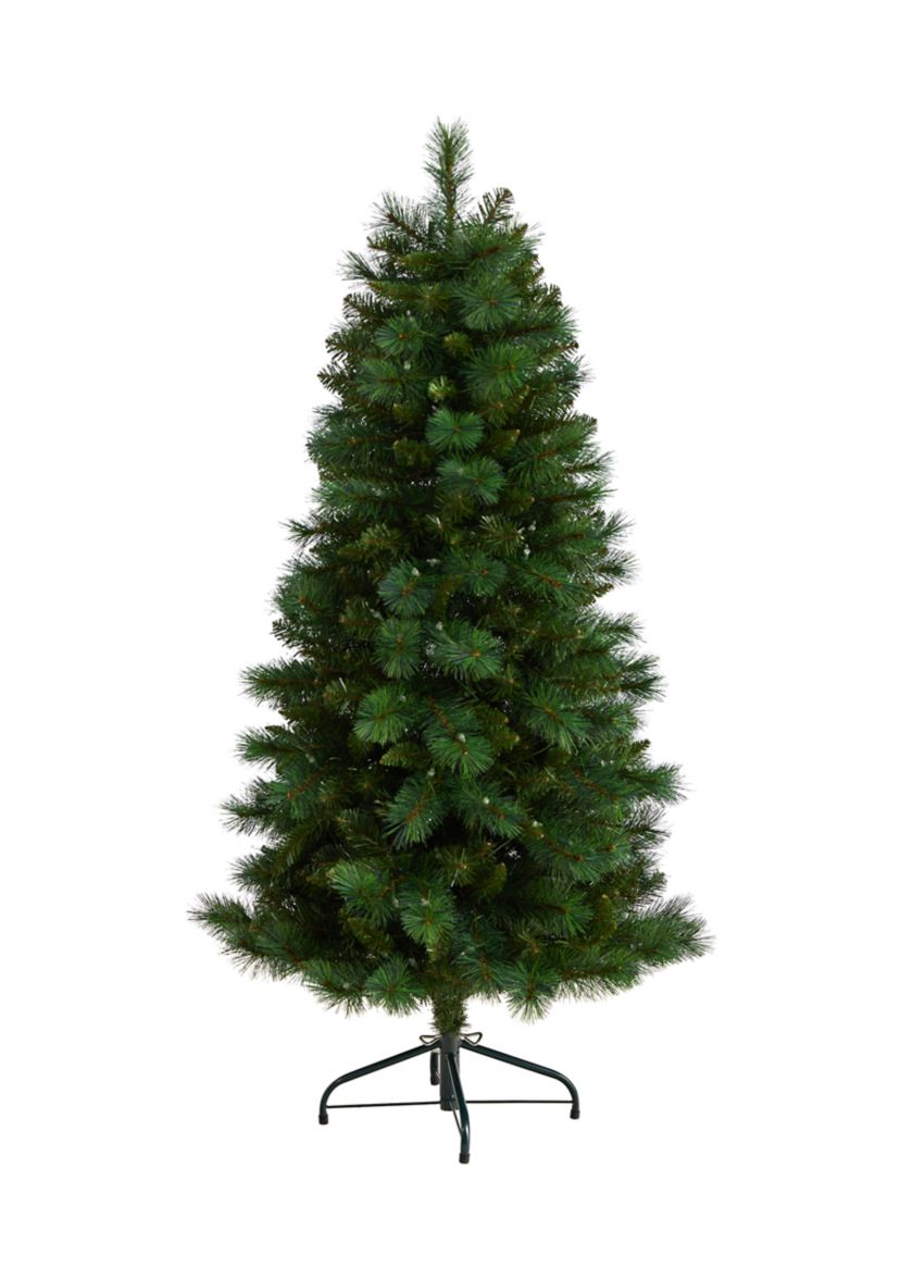 5-Foot Slim West Virginia Mountain Pine Artificial Christmas Tree with 200 Clear Lights and 467 Bendable Branches