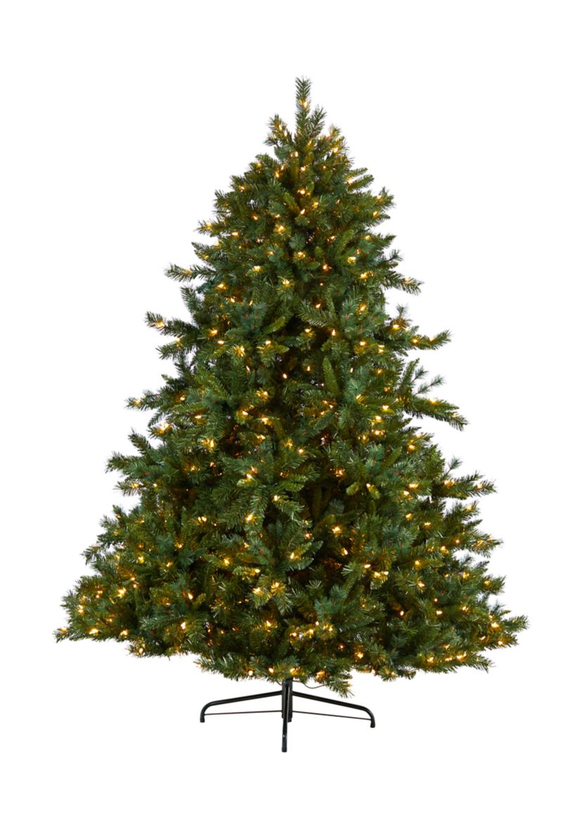 8-Foot Wyoming Mixed Pine Artificial Christmas Tree with 650 Clear Lights and 2302 Bendable Branches