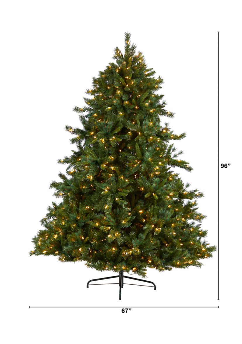 8-Foot Wyoming Mixed Pine Artificial Christmas Tree with 650 Clear Lights and 2302 Bendable Branches