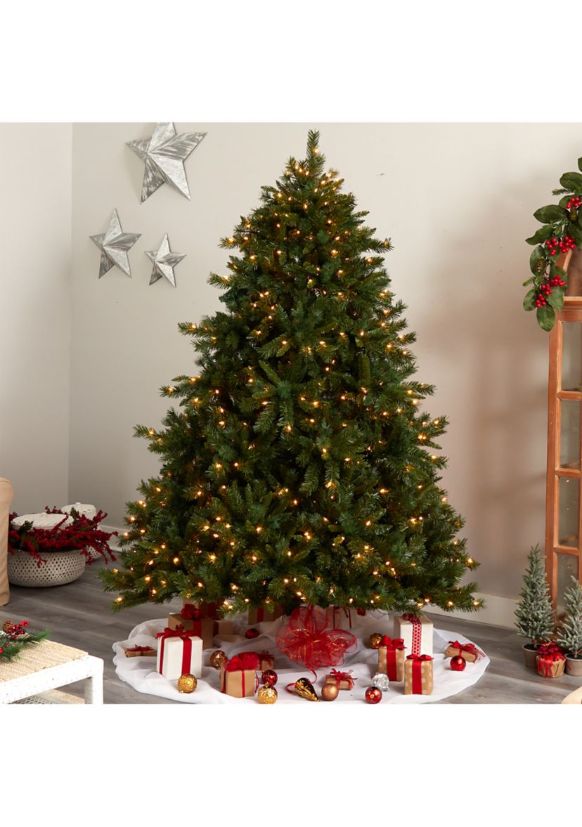 8-Foot Wyoming Mixed Pine Artificial Christmas Tree with 650 Clear Lights and 2302 Bendable Branches