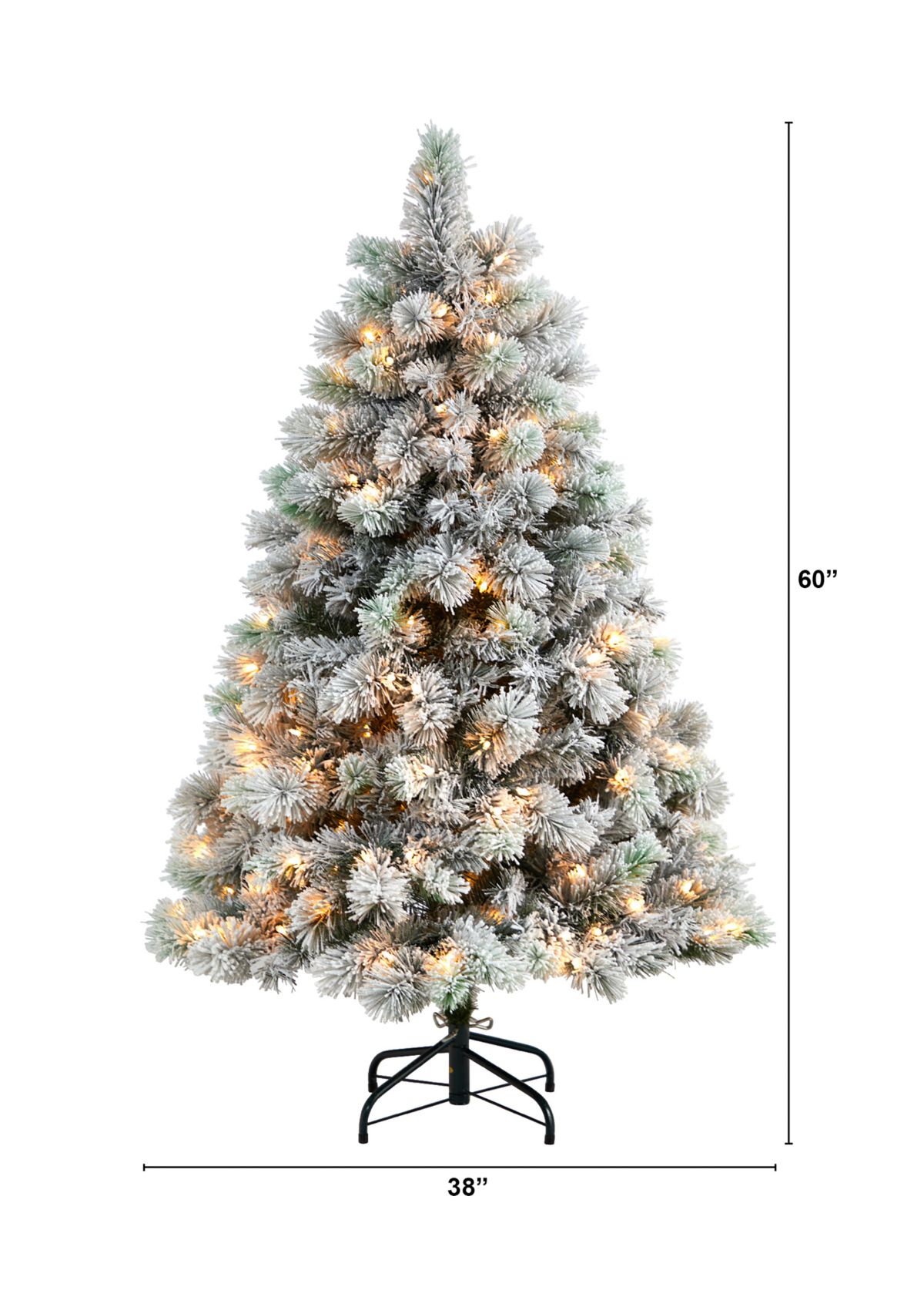 5-Foot Flocked Oregon Pine Artificial Christmas Tree with 200 Clear Lights and 347 Bendable Branches
