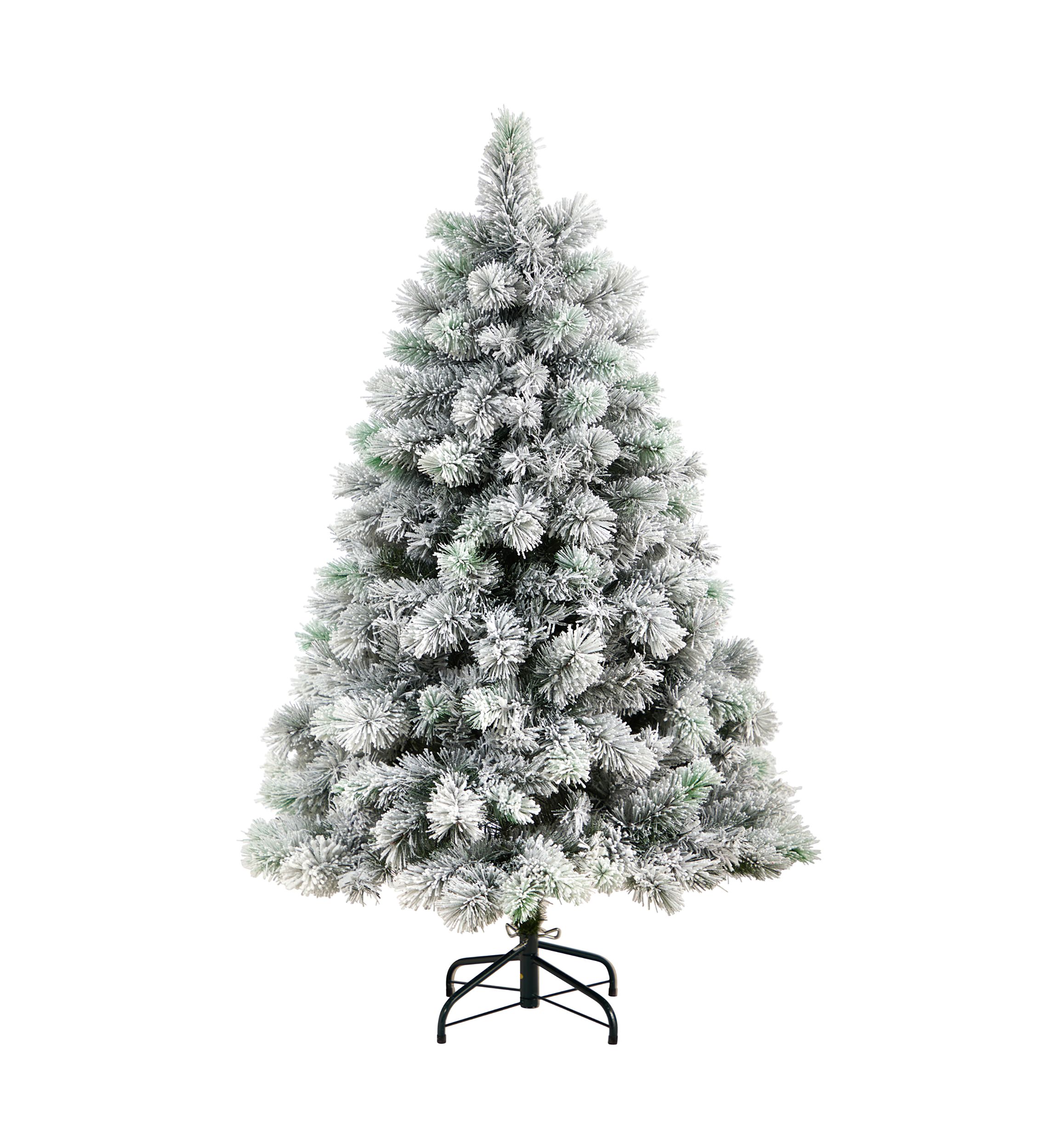 5-Foot Flocked Oregon Pine Artificial Christmas Tree with 200 Clear Lights and 347 Bendable Branches