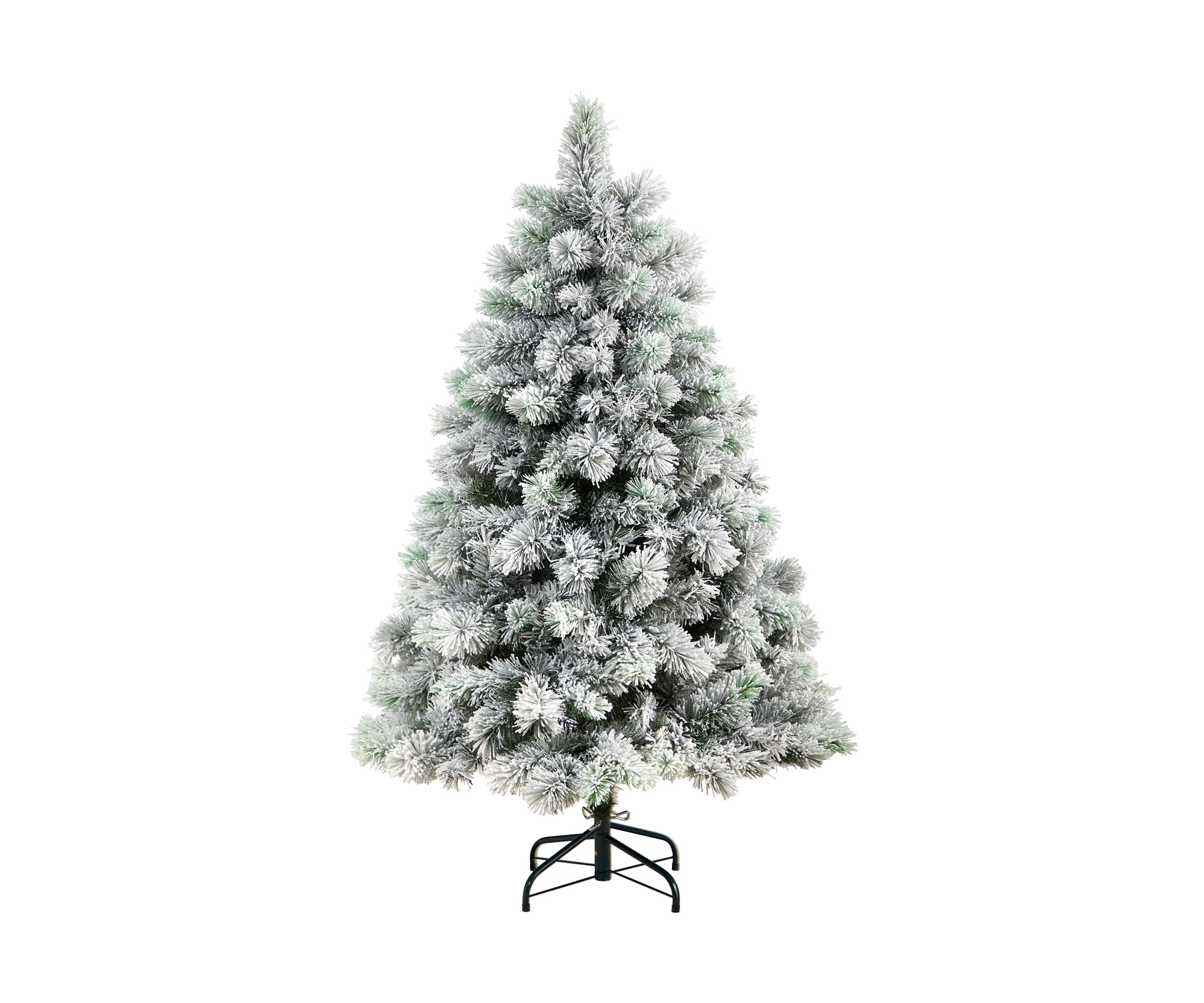 5-Foot Flocked Oregon Pine Artificial Christmas Tree with 200 Clear Lights and 347 Bendable Branches