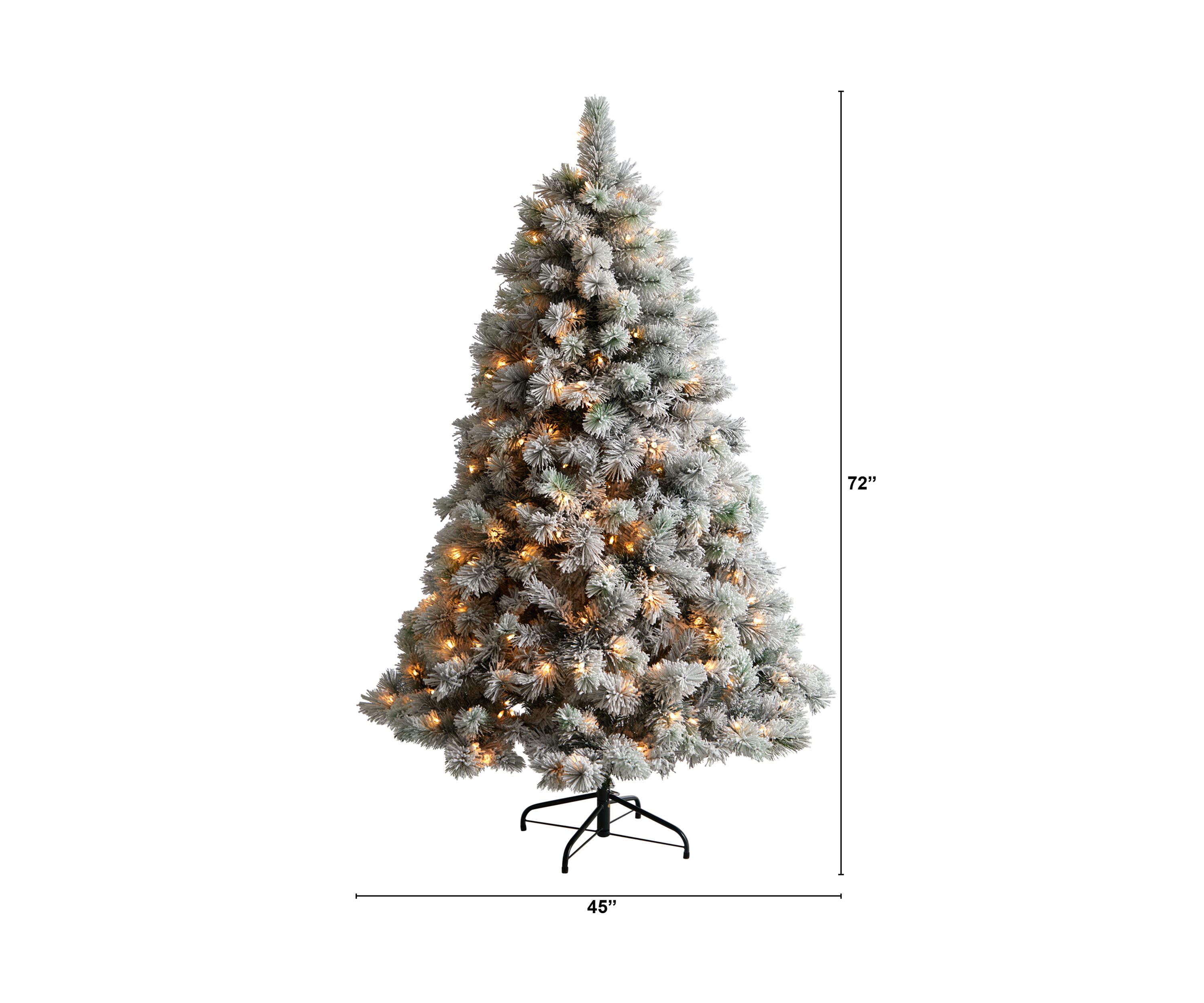 6-Foot Flocked Oregon Pine Artificial Christmas Tree with 300 Clear Lights and 551 Bendable Branches