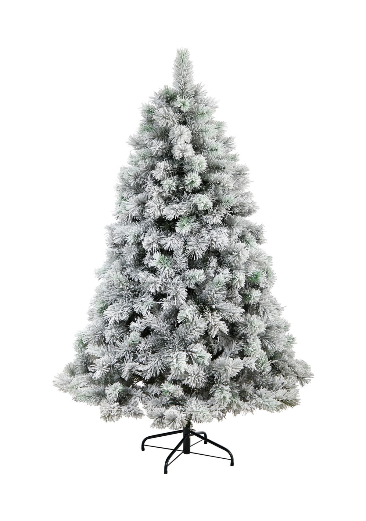 6-Foot Flocked Oregon Pine Artificial Christmas Tree with 300 Clear Lights and 551 Bendable Branches