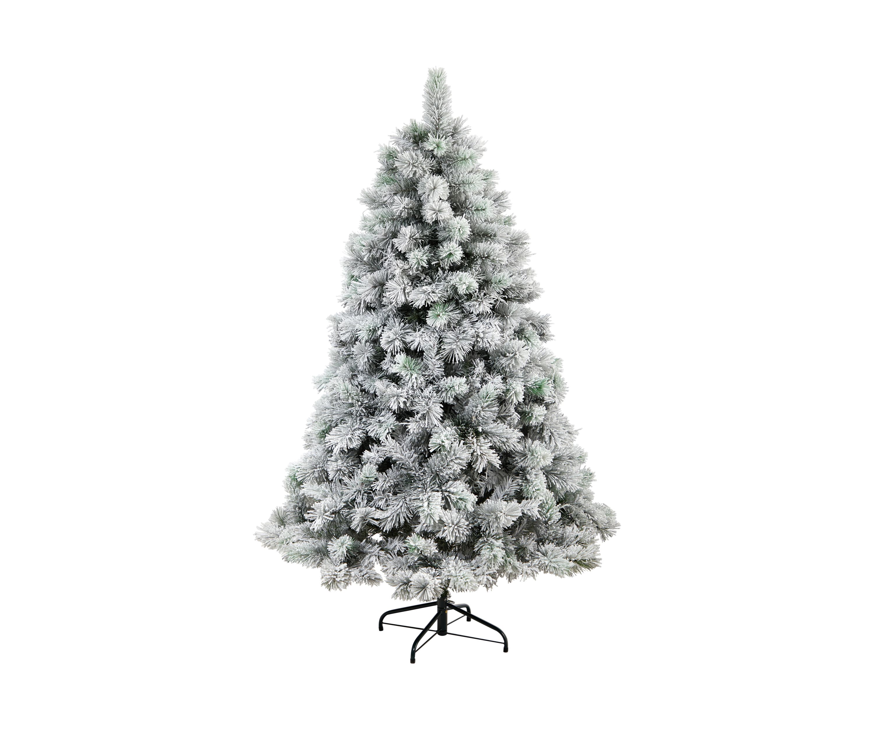 6-Foot Flocked Oregon Pine Artificial Christmas Tree with 300 Clear Lights and 551 Bendable Branches
