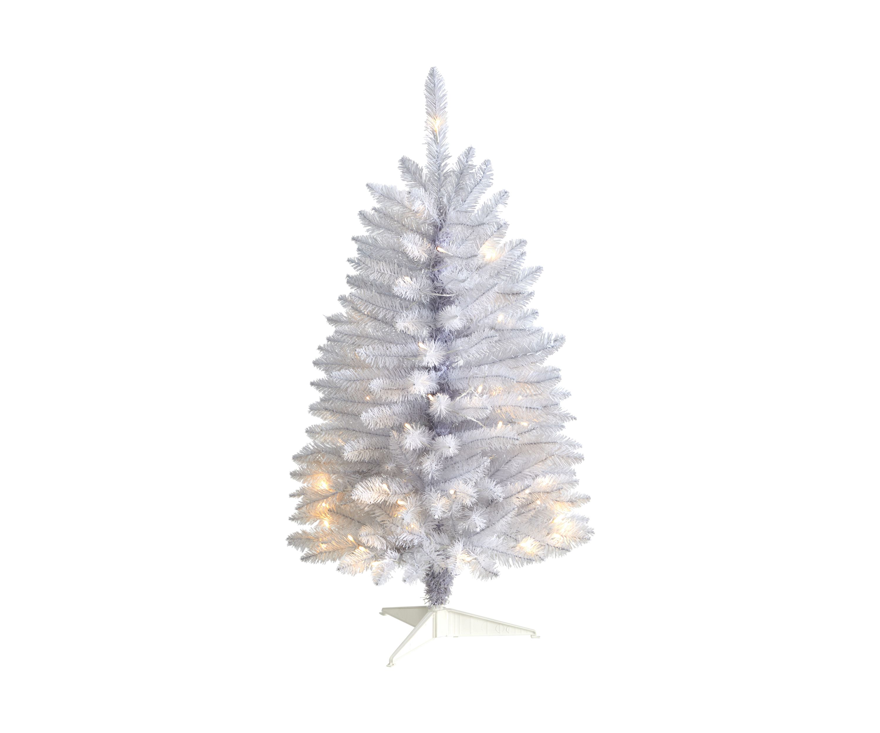 3 Foot Slim White Artificial Christmas Tree with 50 Warm White LED Lights and 161 Bendable Branches