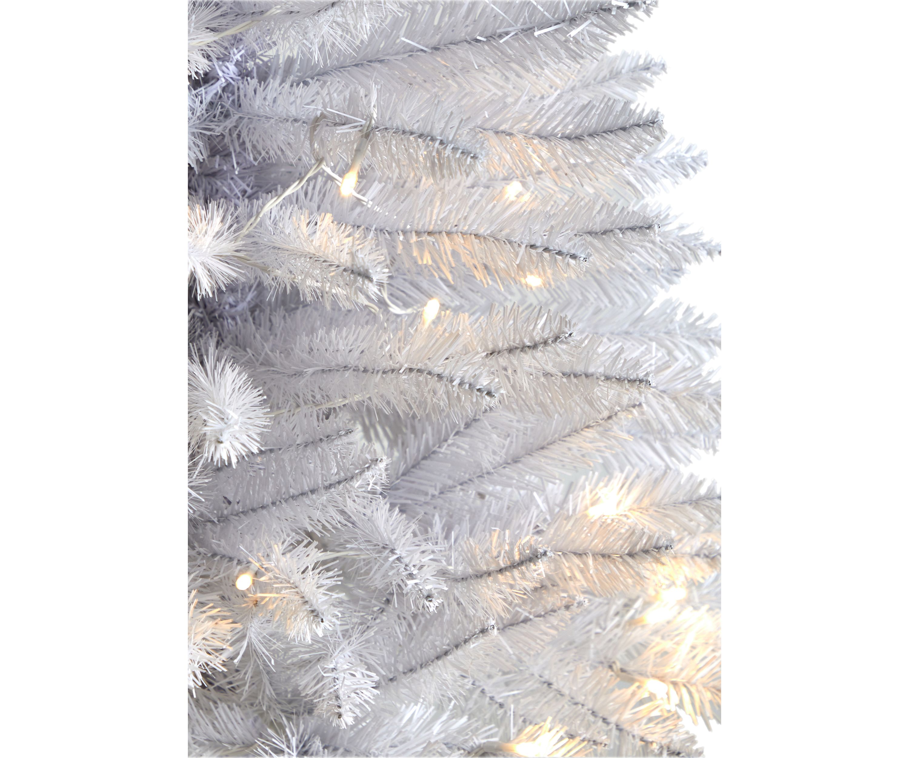 3 Foot Slim White Artificial Christmas Tree with 50 Warm White LED Lights and 161 Bendable Branches