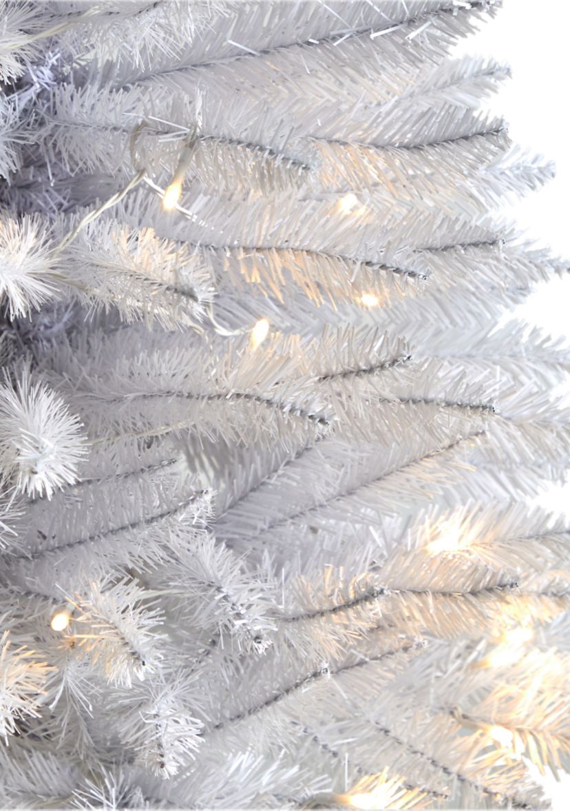 3 Foot Slim White Artificial Christmas Tree with 50 Warm White LED Lights and 161 Bendable Branches