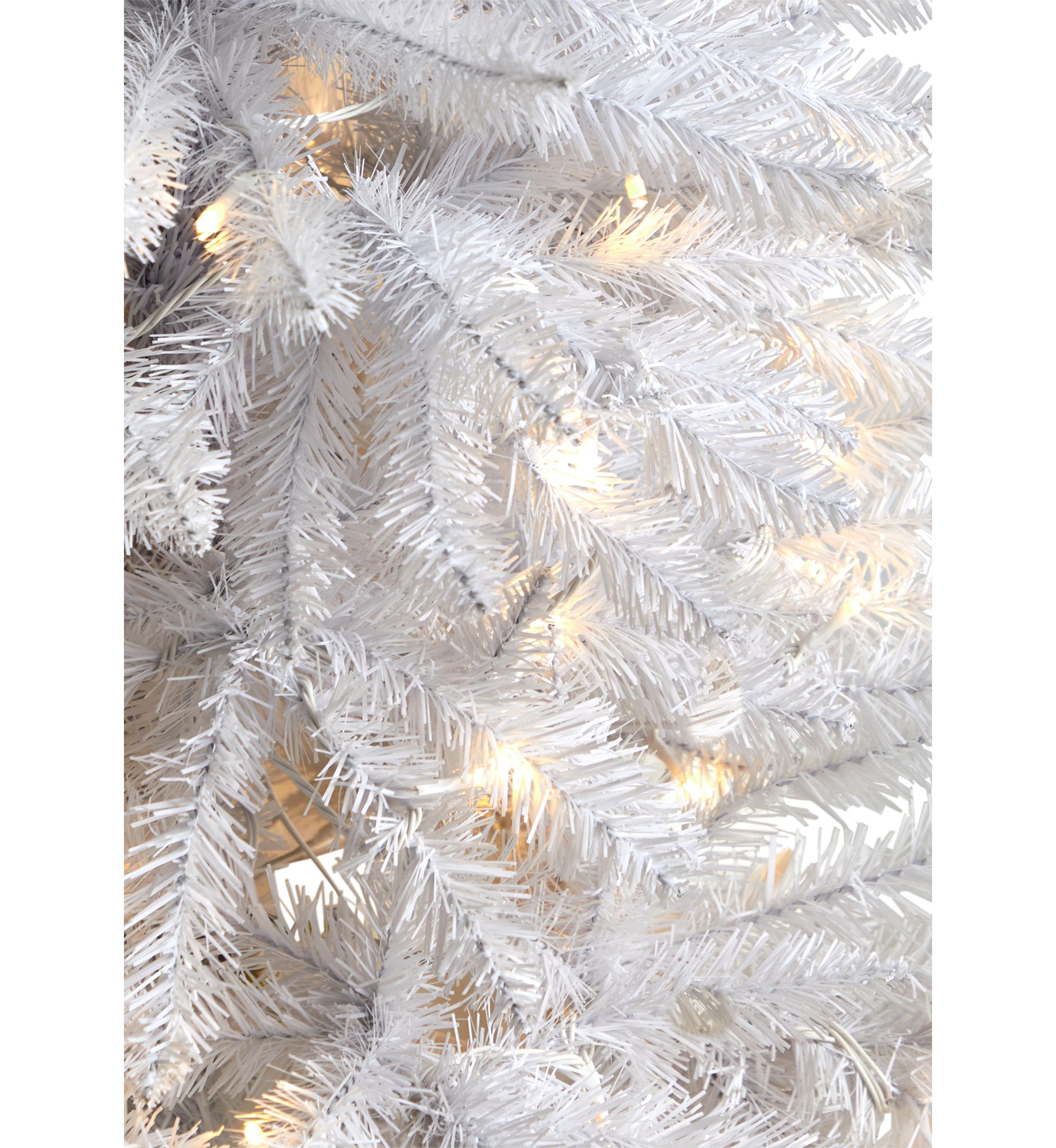 4 Foot Slim White Artificial Christmas Tree with 100 Warm White LED Lights and 293 Bendable Branches