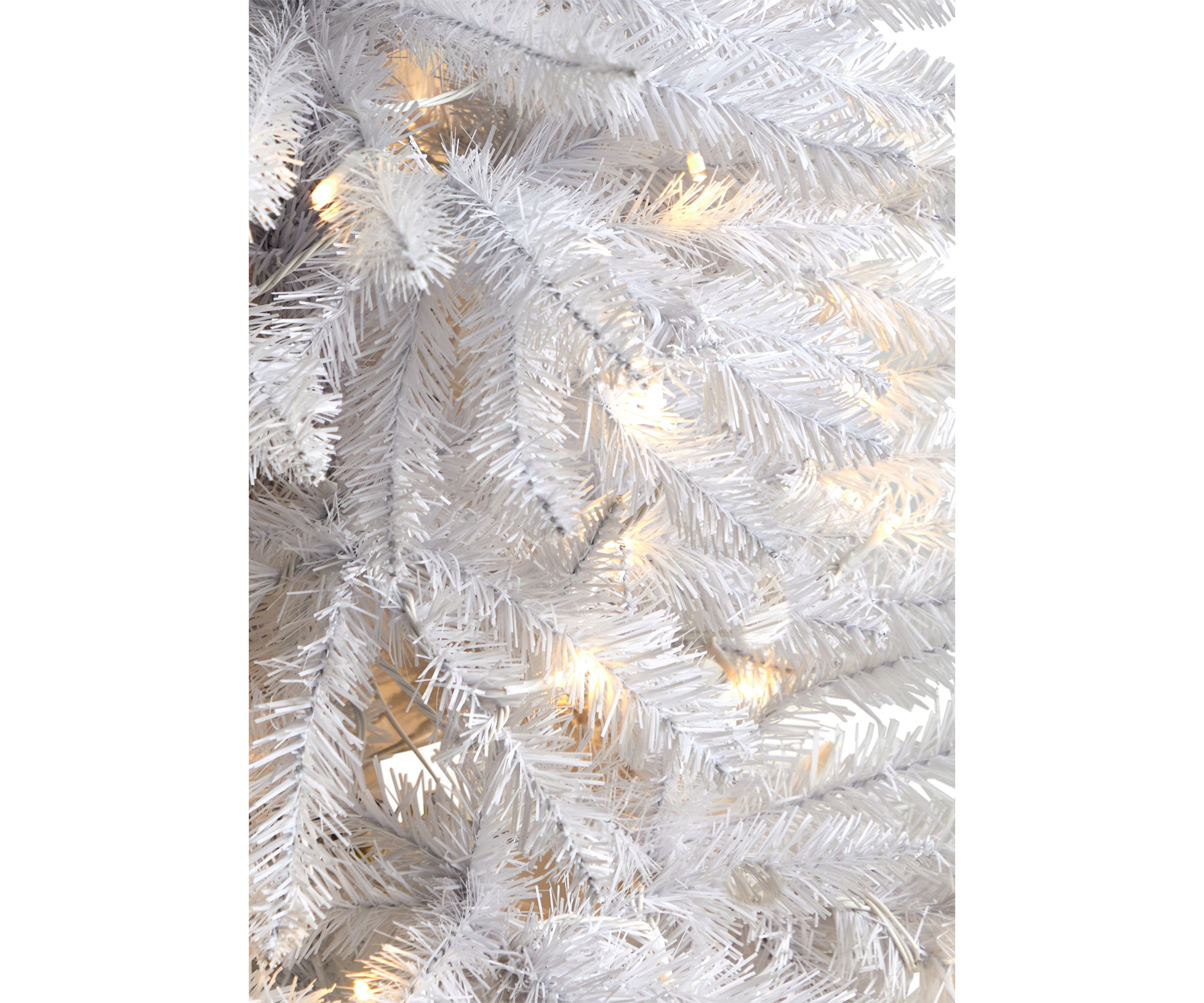 4 Foot Slim White Artificial Christmas Tree with 100 Warm White LED Lights and 293 Bendable Branches