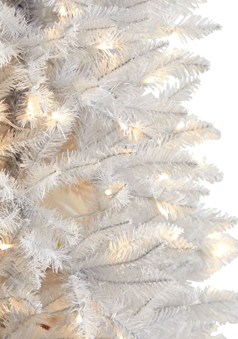 6 Foot Slim White Artificial Christmas Tree with 250 Warm White LED Lights and 743 Bendable Branches