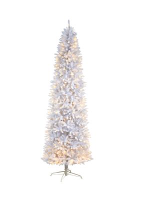 Foot Slim White Artificial Christmas Tree with Warm White LED Lights and Bendable Branches