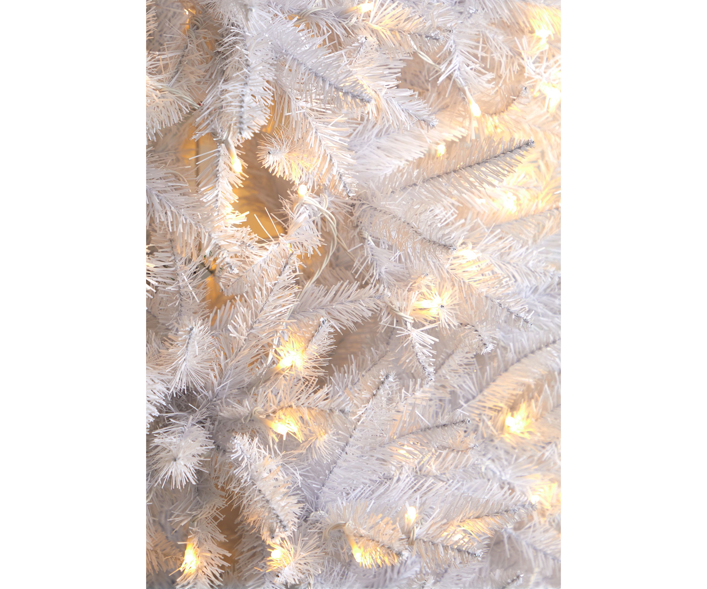 9 Foot Slim White Artificial Christmas Tree with 600 Warm White LED Lights and 1860 Bendable Branches