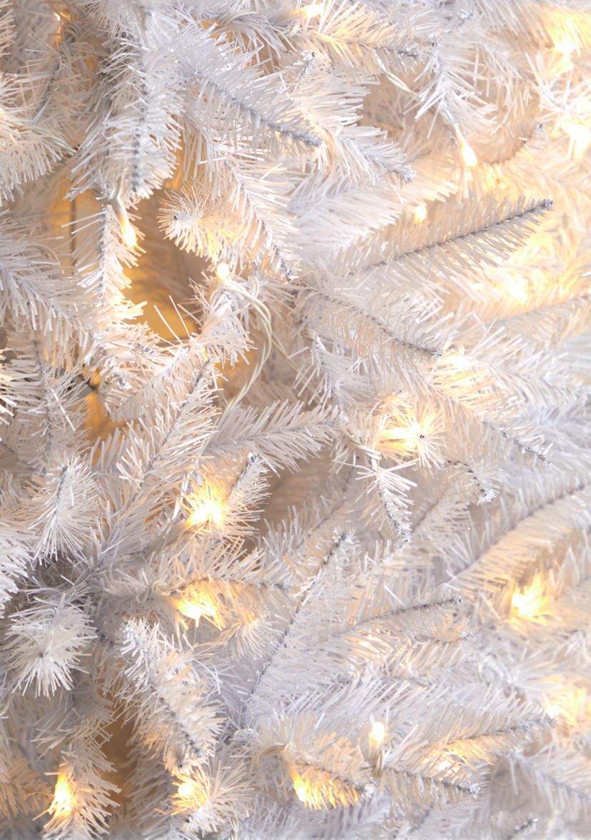 9 Foot Slim White Artificial Christmas Tree with 600 Warm White LED Lights and 1860 Bendable Branches