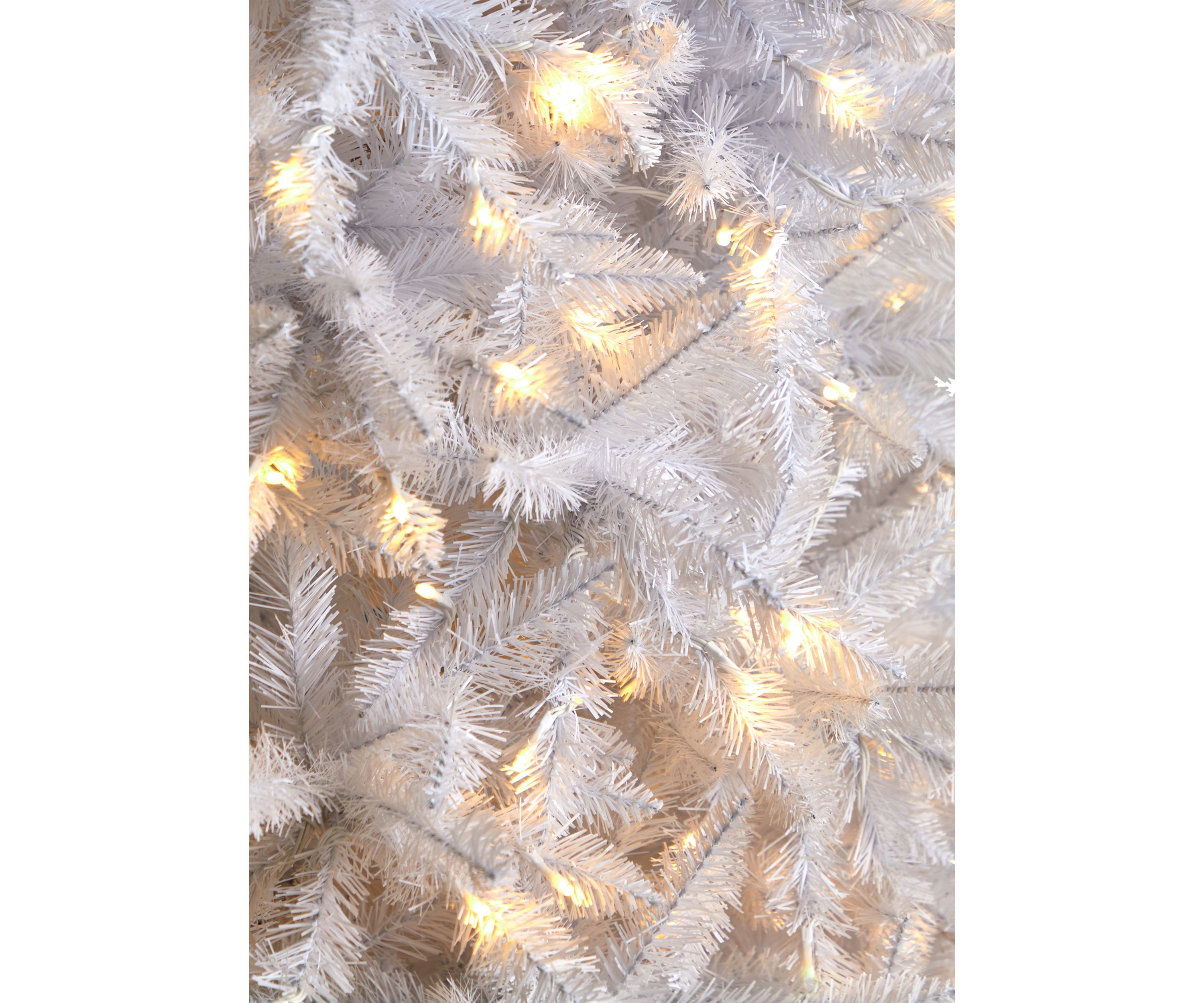 11 Foot Slim White Artificial Christmas Tree with 950 Warm White LED Lights and 2836 Bendable Branches