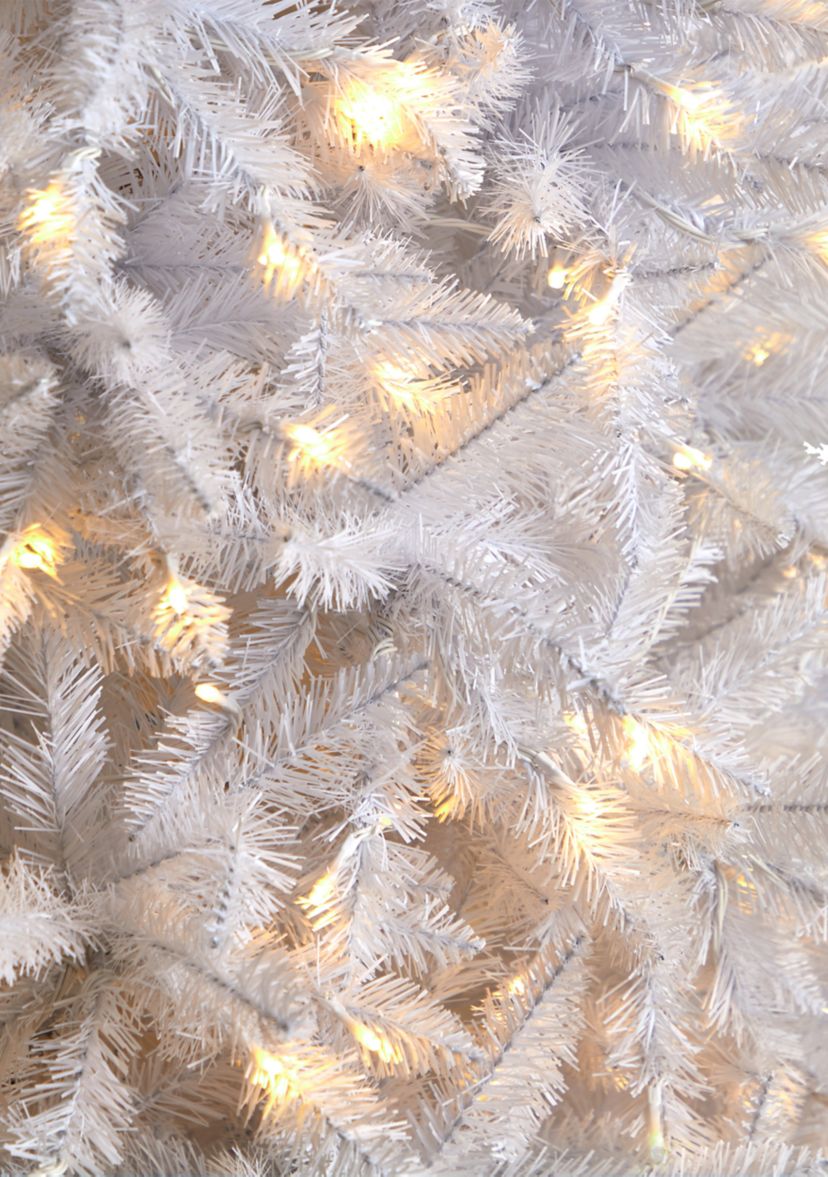 11 Foot Slim White Artificial Christmas Tree with 950 Warm White LED Lights and 2836 Bendable Branches