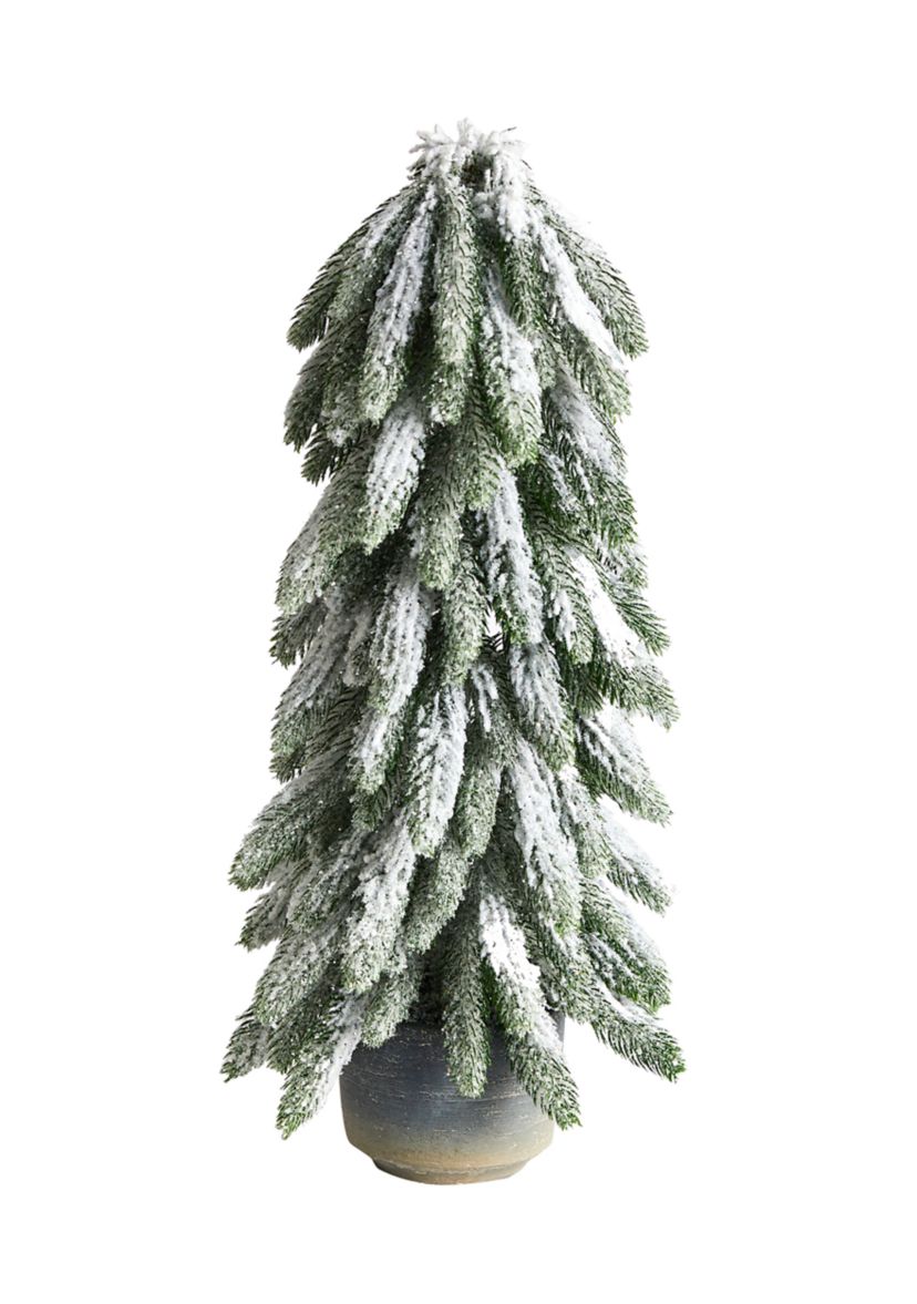 21 Inch Flocked Artificial Christmas Tree in Decorative Planter