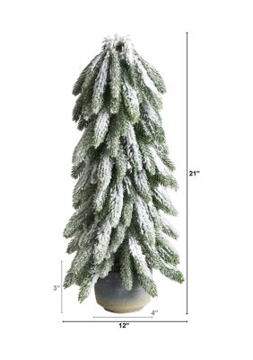 21 Inch Flocked Artificial Christmas Tree in Decorative Planter