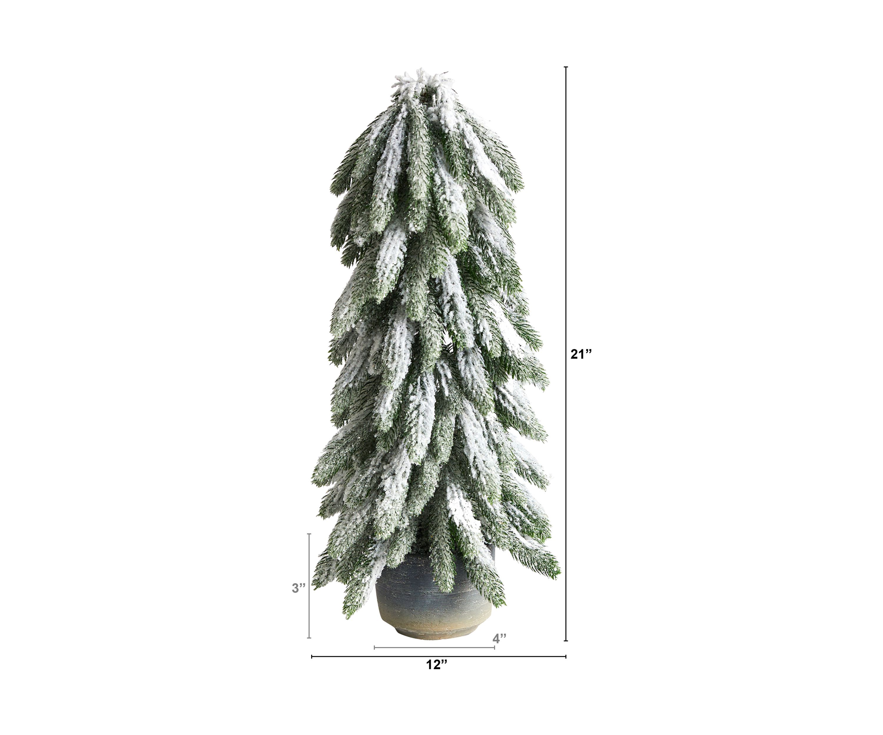 21 Inch Flocked Artificial Christmas Tree in Decorative Planter