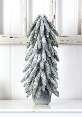 21 Inch Flocked Artificial Christmas Tree in Decorative Planter