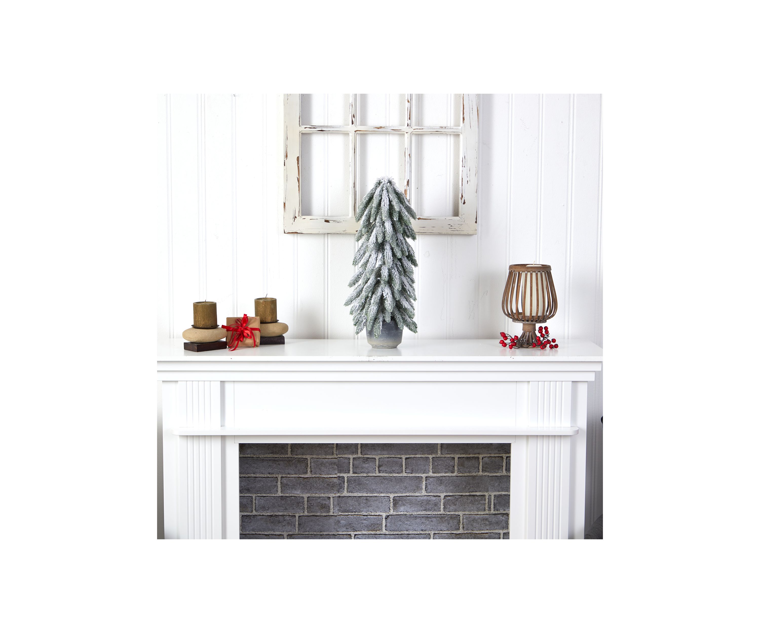 21 Inch Flocked Artificial Christmas Tree in Decorative Planter